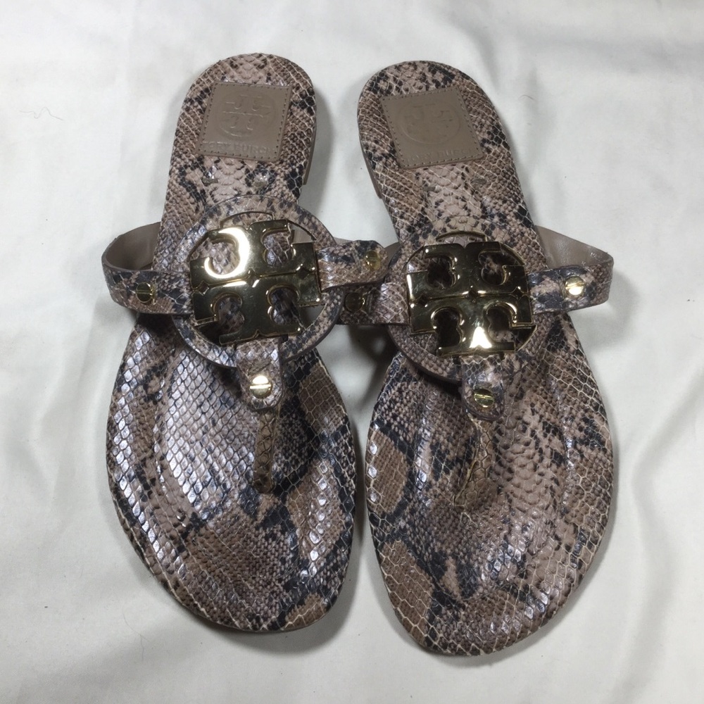 Tory Burch Snake Embossed Miller Flip Flop Sandals
